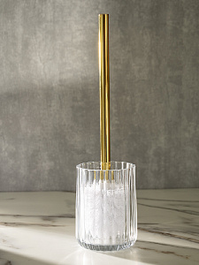 Щётка для унитаза с подставкой DE'NASTIA Граненое стекло прозрачный/золотой стекло 000000000001218914