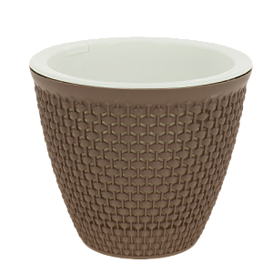 Кашпо со вставкой Ротанг 1,6л цвет Мокко артикул КШ-6471 пластик 000000000001194626