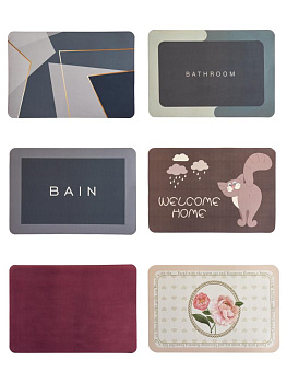 Коврик для ванной 60х40см прямоугольный с принтом в ассортименте силикон 000000000001229196