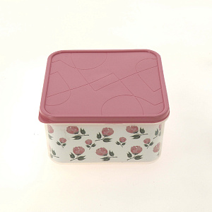 Контейнер для продуктов Amore квадратный 1,2 л клубничный лед с декором Тюльпаны GR1855КЛ-ТП 000000000001190753