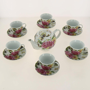 Набор чайный (13) 6 чашек 250мл+6 блюдец+чайник 1000мл, подар.уп ,CM-F13-SGB-011 000000000001170022