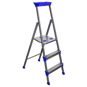 Стремянка 3ступени 42х63х119см НИКА. Встроенный лоток для инвентаря и отделение для инструментов. Максимальная нагрузка до 150кг. Металл 000000000001020138