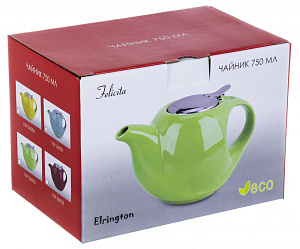 Чайник 750мл Elrington ФЕЛИЧИТА фильтр глазурь зелёный подарочная упаковка керамика 109-06052 000000000001203885