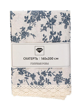 Скатерть 140х200см LUCKY Голубые Розы полиэстер/хлопок 000000000001228307