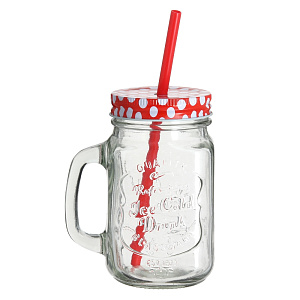 Кружка-банка с соломкой Koopman, 400мл 000000000001153007