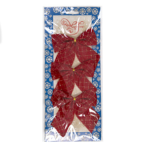 Новогоднее украшение БАНТ Красные с золотой клеткой из полиэстера, набор из 3 шт. / 10х10x0,01см арт.78692 000000000001191255