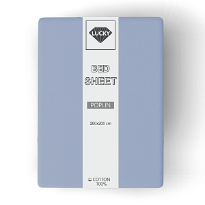 Простыня 200х220см LUCKY светло-голубой поплин хлопок 100% 000000000001213721