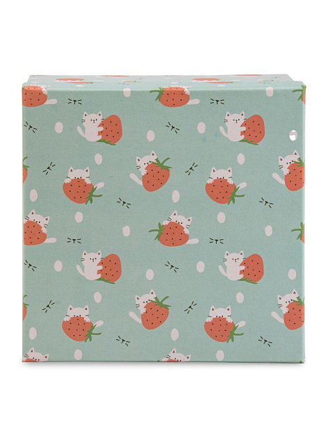 Подарочная коробка 10х10х5см КОТИК С КЛУБНИЧКОЙ картон 000000000001229178