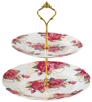 Фруктовница 2-х ярусная фарфор блюдо 180мм  230мм подарочная упаковка РАССВЕТ OLAFF 124-01100 000000000001193914