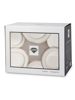 Набор столовой посуды 20 предметов ANGELICA (десертная 19см-6шт/обеденная 27см-6шт/суповая 23см-6шт/блюдо овальное 30см-1шт/салатник 20см-1шт) фарфор 000000000001223871