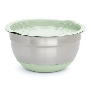 Миска для приготовления 1,4л 18см DE'NASTIA с крышкой мятный нержавеющая сталь/силикон 000000000001219647