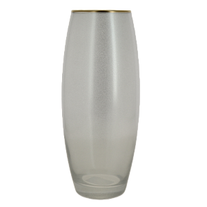 Ваза стеклянная бочка высотой 26 см, Тонировка Перламутр Металлик, золотой ободок.7736/250/rt502 000000000001191044