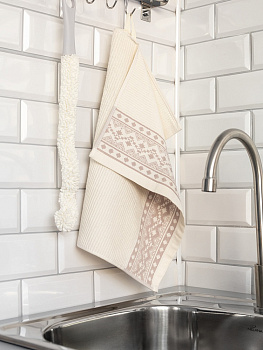 Полотенце кухонное 40x60см DE'NASTIA вельвет молочный хлопок 100% 000000000001215746