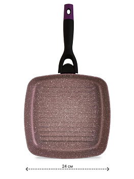 Сковорода Гриль 24см антипригарное покрытие бакелитовая ручка индукция фиолетовый Сковорода Гриль 24см антипригарное покрытие бакелитовая ручка индукция фиолетовый 000000000001228002