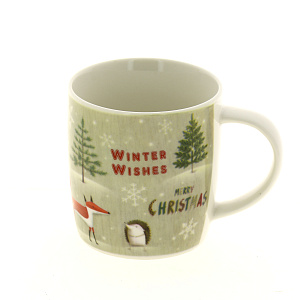 Кружка 380мл КОРАЛЛ Заснеженный лес бочка низкая 000000000001180146