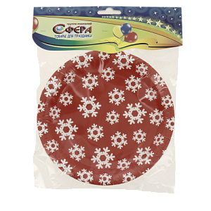Тарелка бумажная 6шт/17см СФЕРА со снежинками красный 000000000001181700