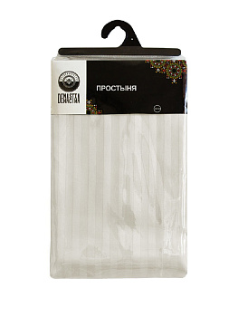 Проcтыня сатин-страйп DE'NASTIA 160х240см 100%Хлопок молочный C010783 000000000001195010