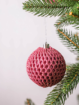 Набор новогодних шаров 12шт 8см розовый пластик 000000000001209028