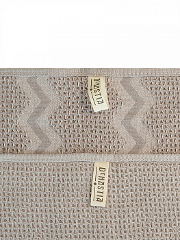 Набор полотенец кухонных 35x70см 2шт DE'NASTIA 270гр вафля зиг-заг/однотон бежевый хлопок 000000000001228565