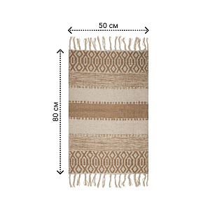 Коврик универсальный 50х80см LUCKY полоска с ромбом бахрома бежевый хлопок 000000000001222458