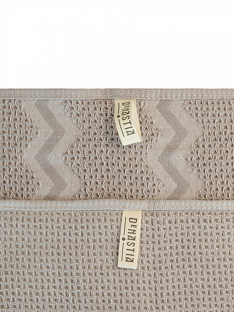 Набор полотенец кухонных 35x70см 2шт DE'NASTIA 270гр вафля зиг-заг/однотон бежевый хлопок 000000000001228565