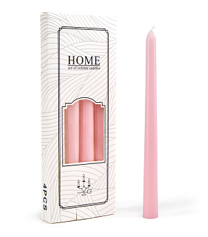 Набор свечей 4шт 25х2см розовые 000000000001216431