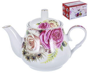 Чайник 750мл Olaff Флора подарочная упаковка фарфор 124-01155 000000000001203991
