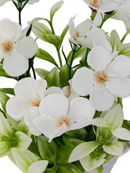 Цветок искусственный в кашпо Незабудка 16см белый пластик 000000000001225658