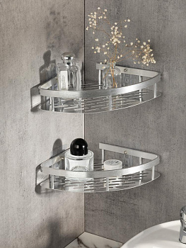 Полка навесная 28x21x5см DE'NASTIA угловая серебристый алюминий 000000000001227438