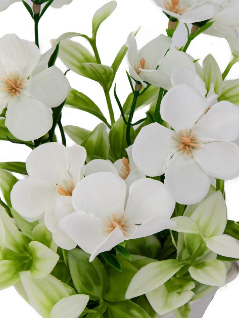 Цветок искусственный в кашпо Незабудка 16см белый пластик 000000000001225658