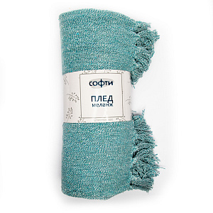 Плед 150х200см СОФТИ МЕЛАНЖ светло-бирюзовый хлопок-100% 000000000001214647