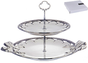 Фруктовница 2-х ярусная фарфор блюдо23х23х2,7см+38х31х4,5см белая упаковка BOWKNOTL Balsford 147-31016 000000000001194025