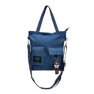 Сумка-шоппер с брелком (холст) 38х33х5см синий поликотон 000000000001221691