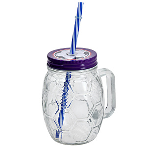 Кружка-банка 400мл Футбол прозрачная M020137/R030481 стекло 000000000001175931