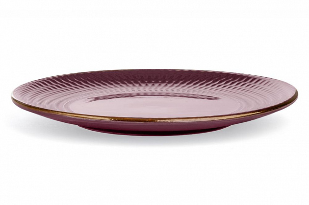 Тарелка десертная 19,7см LUCKY Точки металлическая кайма плоская фиолетовый керамика 000000000001211245