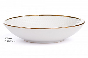 Тарелка суповая 20,7см LUCKY Точки металлическая кайма белый керамика 000000000001211232