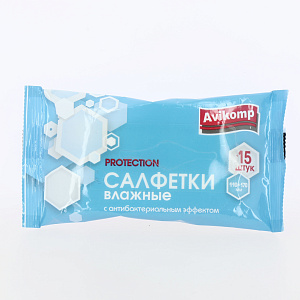 Салфетки влажные 15шт Avikomp Protection с антибактериальным эффектом 89437 000000000001204239