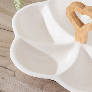 Менажница 6 ячеек 29х29х11см Эстет Цветок белый керамика 000000000001210821