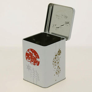 Бaнка Металличеcкая Новогодняя красная 0,86л из лакированной и литoгрaфиpoвaннoй жеcти с откидной крышкой, для пищевых продуктов.П87 000000000001192883