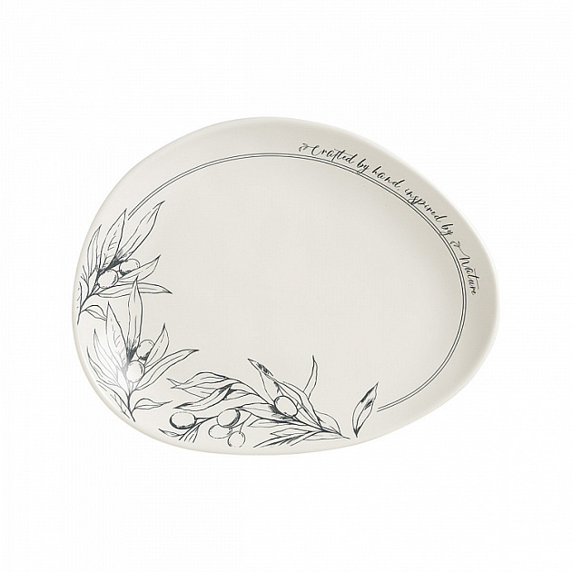 Набор тарелок обеденных 4шт 24,7x19,5x2,7см DE'NASTIA Оливки черно-белый фарфор 000000000001225120