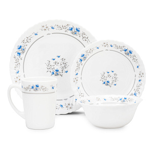 Тарелка десертная 19см FARFORELLE Голубой цветок стеклокерамика 000000000001214363