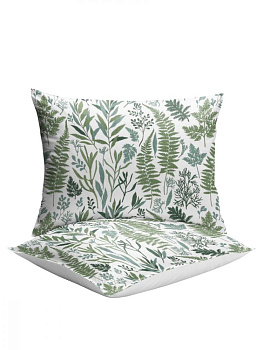 Комплект постельного белья БЯЗЬ 100%хб 2 спальный (2 наволочки50х70+1 пододеяльник200х215+1 простыня220х215) Ботаника зеленая C02005 000000000001199390