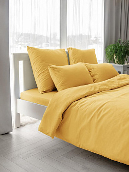 Проcтыня 210x240 DE'NASTIA сатин-страйп 3мм желтый хлопок 000000000001215814