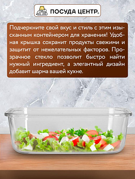 Контейнер 630мл 17,6х13,2х6,4см прямоугольный боросиликатное стекло 000000000001220351