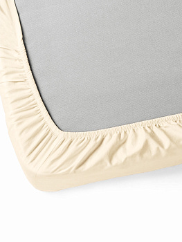 Простыня на резинке 90x200+25см DE'NASTIA молочная трикотажная 100% хлопок 000000000001211321