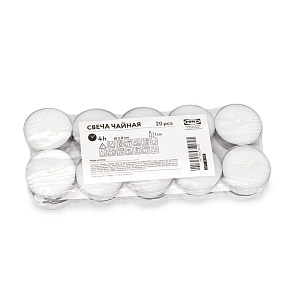 Свеча чайная 20шт 3,8х1см FORA парафин 000000000001225480