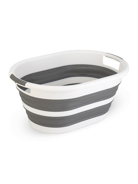 Таз 15л овальный складной бело-серый полипропилен/силикон 000000000001227336