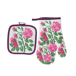 Набор прихватка и рукавица Розы Фото-графика Мультидом, хлопок, 2 предмета 000000000001126848