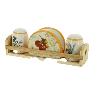 Набор сол+пер+салфетница 1/3 подарочная упаковка Tuscan vegetables  доломит ZFC049-36 000000000001196881