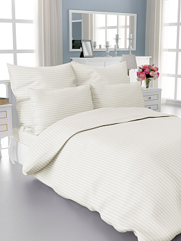 Наволочки 2шт 50х70см DE'NASTIA молочные сатин-страйп хлопок100% 000000000001164824